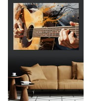 Gitar Çalan Eller Detay Dekoratif Kanvas - Mdf Ahşap Tablo