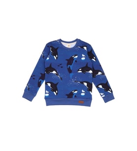 Orka Balina Desenli Dijital Baskılı Organik Bebek Sweatshirt