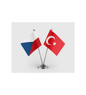 Çek Cumhuriyeti ve Türkiye Bayrağı İkili Saten Masa Bayrağı Takımı