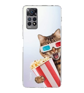 PrintiFy Xiaomi Redmi Note 11S ile Uyumlu Kedi 1 Kamera Korumalı Şeffaf Kılıf