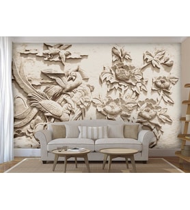 Kabartma Relief Çiçekler Duvar Kağıdı