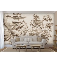 Kabartma Relief Çiçekler Duvar Kağıdı
