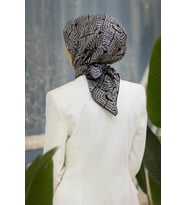 Vissona Tivil İpek Eşarp 51717-2-0001-0002 Siyah Karışık Desen
