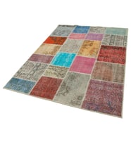 Çok Renkli El Dokuma Halı Modern Patchwork Desenli Estetik Salon Halısı Yatak Odası Uygun