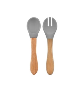 Mey İthalat® Mama Kaşığı ve Çatal Seti Powder Grey