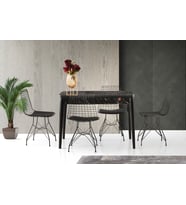 ZERENLAND877 GİZLİ BÖLMELİ AÇILIR YEMEK MASASI SİYAH MERMER 70cmx110cm