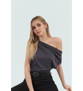 Akışkan Modal Kumaşlı Kolsuz Bluz Fitted Günlük Casual Şık Renk Modern Stil Yüksek Kalite (Antrasit)