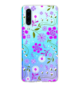 Huawei P30 Uyumlu Kapak Flowers Tasarımlı Şeffaf Silikon Kılıf