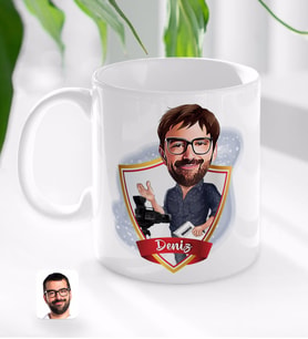 BK Gift Kişiye Özel İsimli Erkek Yönetmen Karikatürlü Beyaz Kupa Bardak-1