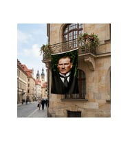 Sivil Takım Elbiseli Gazi Mustafa Kemal Atatürk Portre Poster Bayrak Premium Raşel Kumaş ATA64
