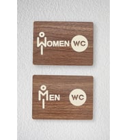 Women-Men WC Yönlendirme Levhası- İkili Set - Ceviz