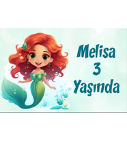 Sevimli DEniz Kızı Temalı Doğum Günü Afişi -2 35X50 cm