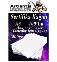 A3 Sertifika Kağıdı Kalın 100 Adet Gramajlı Fotokopi Kağıdı 200 gr Tüm Yazıcılara Uyumlu 29.7x42 cm Kalın Baskı Kağıdı (Beyaz)