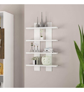Modilayn NERGİS 4 Lü Duvar Rafı, Moderen Ahşap, baharatlık, çerçeve, Kitaplık