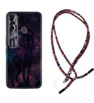 Tecno Spark 6 6 Go 8C 8 Pro 7 7 Pro Kılıf Boyun Asklı Rasta Silikon Black Purple Wolf 1791