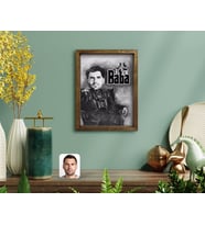 BK Gift Kişiye Özel Godfather Baba Karikatürlü Doğal Masif Ahşap Çerçeveli Tablo-22