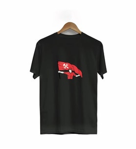 1 Mayıs Emek ve Dayanışma Baskılı Siyah Tişört - İşçi Bayramı Temalı T-Shirt