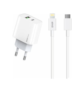 Dvıp N35 Type-C To Lightning 2.4A Kablolu Hızlı Şarj Aleti Set Beyaz