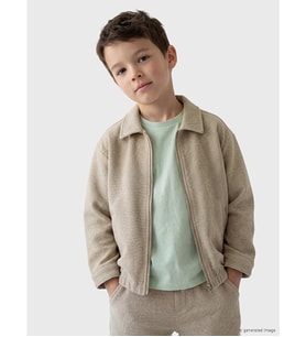 LCW Kids Bej Polo Yaka Erkek Çocuk Fermuarlı Ceket