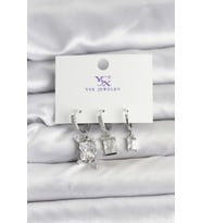 Gümüş Renk Zirkon Taşlı Kadın Küpe TJ-BKP11343
