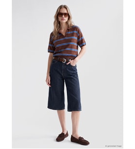LCW Jeans İndigo Kemerli Culotte Fit Kadın Jean Pantolon