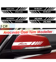 Ford Fiesta Focus Kuga Edge Yan Dikiz Ayna Şerit Oto Sticker Etiket Yapıştırma Çıkartma 3 Çift ( 20 X 2 Cm Ölçü )