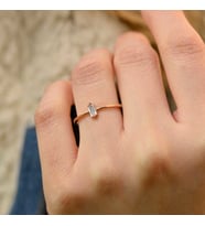 14k Sarı Altın Baget Taşlı Yüzük