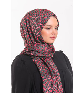 Ekose Desen Pavia Seri Şal Eşarp Askısı ile Birlikte 90X200 cm Bordo Siyah-90X20