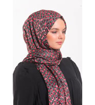 Ekose Desen Pavia Seri Şal Eşarp Askısı ile Birlikte 90X200 cm Bordo Siyah-90X20