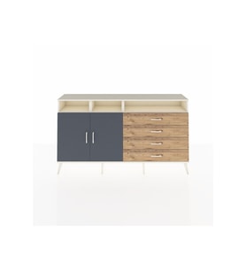 Arges Konsol 5 Raflı 4 Çekmeceli 2 Kapaklı 176x30x99 Aytaşı-Antrasit/Çam