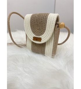 Hasır Çanta Jüt İp Özel Dikiş Mini Boy Telefon Çantası 15*23 cm