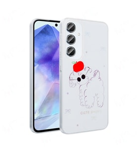 Galaxy S24 FE Kılıf Şeffaf Figürlü Folk Sert Kılıf Sevimli Köpek