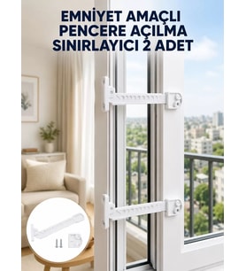 Northcity Yeni Nesil Emniyet Pencere Açılma Sınırlayıcı Aparat - 2 Adet Güvenlik Seti