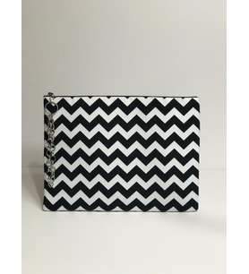 Siyah Beyaz Zigzag Clutch Çanta