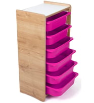 6 Çekmeceli Çocuk Oyuncak ve Aktivite Dolabı,Ceviz-Lila 18mm MDF