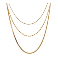 18 Ayar Altın Kaplama Üç Sıra Gold Kolye – Modern Layered Premium Model