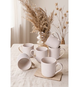 Keramika Reaktif Krem Parion Kupa 10 Cm 6 Adet Q59
