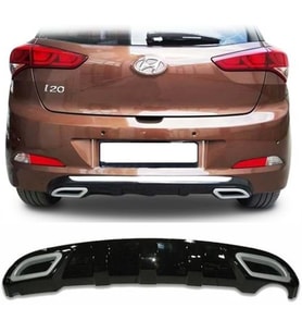 Hyundai i20 Sport P Black Difüzör + Krom Egzos Ucu 2014+ Plastik