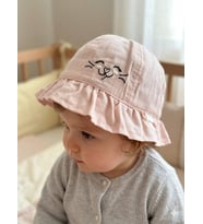 Kitti 0-18 Ay Kedi Baskılı Kız Bebek Fötr Şapka (Pudra)