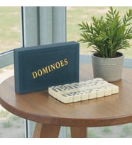 Lüks Deri Kutulu Premium Domino Seti 28 Parça Spinner’lı Çift 6 Taş – 2-4 Oyuncu Yeni Yıl Hediyesi C (Kahverengi)