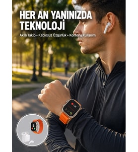 S8 Ultra Akıllı Saat Ve Bluetooth Kablosuz Kulaklık 2’li Set Yeni Nesil