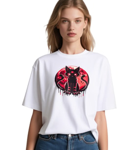KEDİ OVERSİZE UNİSEX T-SHİRT (Beyaz)