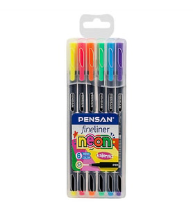 Pensan Fineliner 0.4 mm Keçe Uçlu Kalem 6 Renk Neon PVC Kutulu 