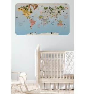 Eğitici Dünya Haritası Dünya Atlası Çocuk Ve Bebek Odası Duvar Sticker -60x105-3824