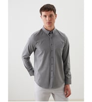 LCWAIKIKI Classic Gri Regular Fit Armürlü Cepli Erkek Gömlek