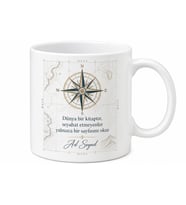 Seyahat Sevenlere Pusula Temalı Baskılı Kupa Bardak Hediye Porselen Mug