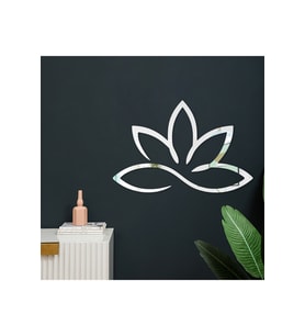 AS TASARIM LAZER ÇİÇEK005 MODEL DUVAR DEKORASYON SÜS GÜMÜŞ RENK 50 x 50 CM TEK PARÇA
