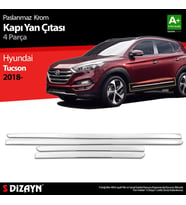 Hyundai Tucson Uyumlu Krom Kapı Yan Çıtası 4 Parça 2018 Üzeri (Karışık)