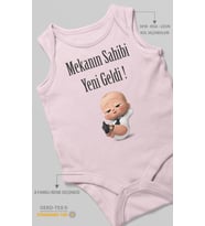 Mekanın Sahibi Yeni Geldi Baskılı Bebek Zıbını – Çıtçıtlı Body 8 Renk  %100 Pamuk Sıfır Kol (Bebek Pembesi)
