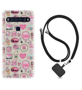 TCL 10L 10 Plus 10SE 20E 20SE 30 L7 Kılıf Boyun Askılı Silikon Donut Flamingo 1415